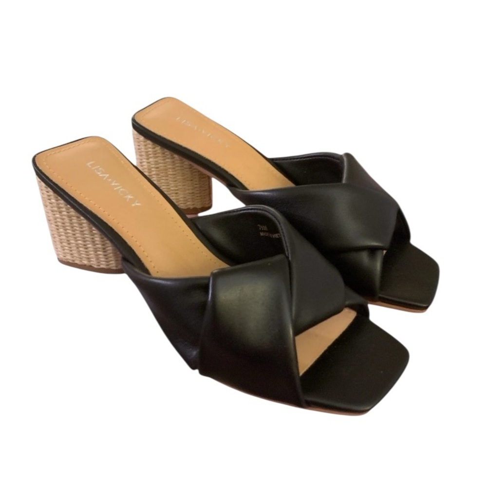 Lisa Vicky Impress-V Women’s 7.5M Black Sheep Napa Leather Sandal Block Heel